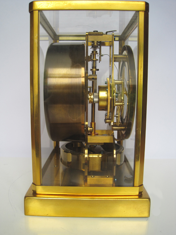 Atmos clock case, left-side view